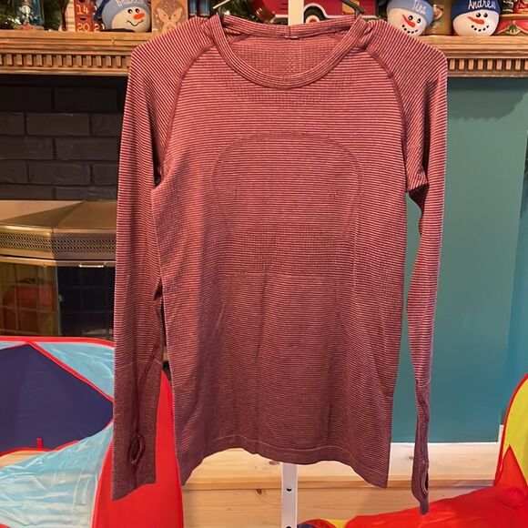 Lululemon Swiftly Tech Long Sleeve Crew Sz 6 Heathered Rosewood 629 - Picture 1 of 6